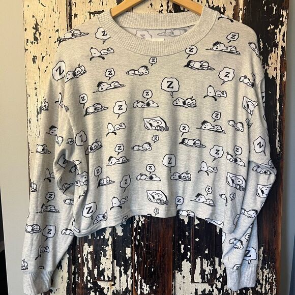 American Eagle Outfitters Other - American Eagle x Peanuts Snoopy sleep lounge plush soft pj top Cropped Size L.